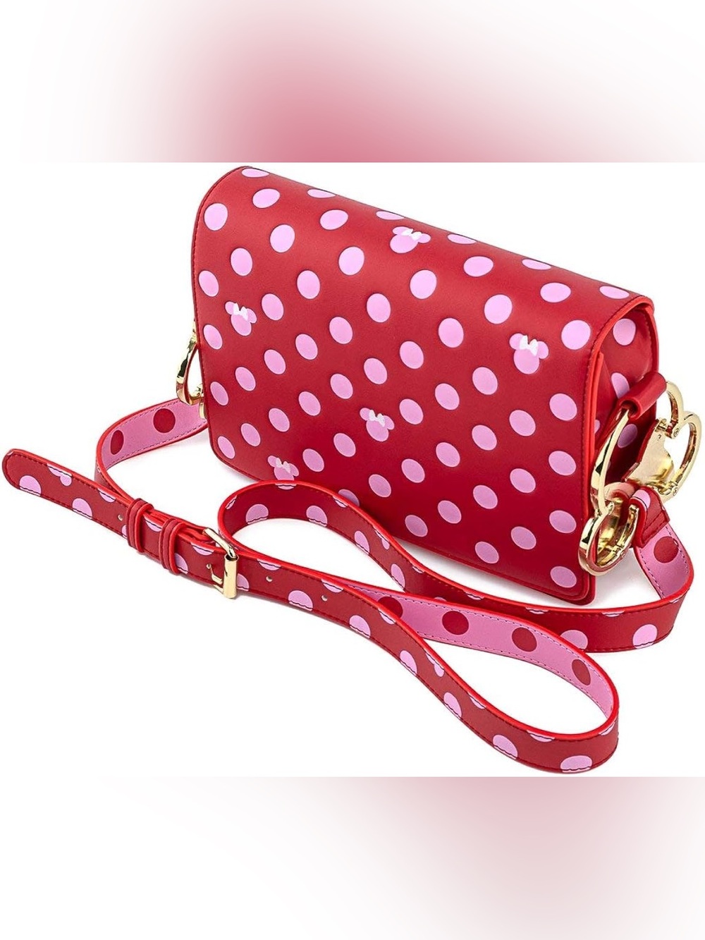 NEW Loungefly X Disney Minnie Mouse Pink Polka Dot Bow Strap Crossbody